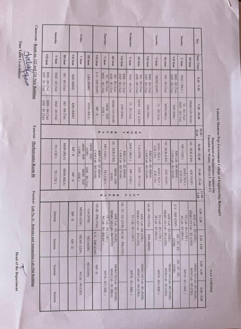 time table